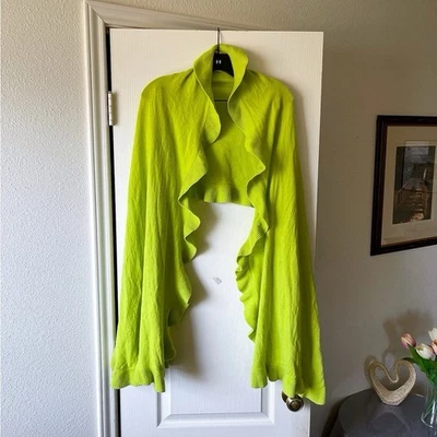 Lilly Pulitzer Cachemira Volantes Envoltura Primavera Invierno Bufanda Mantón Verde Lima OS USADO EN EXCELENTE ESTADO Foto 1 de 4