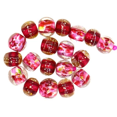 Cuentas de Murano OliveStuart Hechas a Mano 19 Rosa Redondas con Plata de Ley Foto 1 de 3