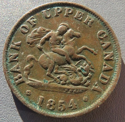 1854 Canada Bank of Upper Canada Token Half Penny with free shipping - Image 1 of 2