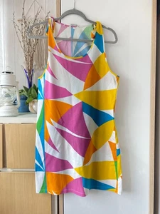 Vintage Women's Marimekko Dress Size L Multicolor Cotton Multicolor Abstract - Picture 1 of 7