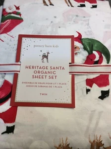 Pottery Barn Kids Heritage Holiday Organic Twin Sheet Set NWT Christmas Percale - Picture 1 of 1