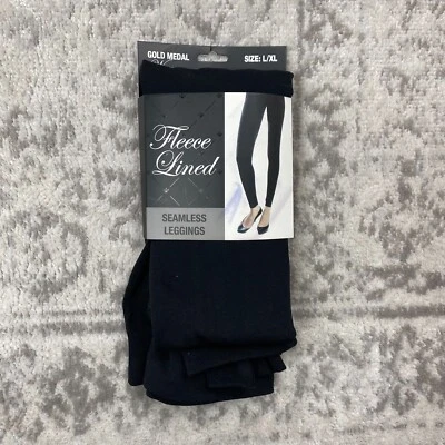 NUEVO Leggings Medalla Dorada Negros Forrados de Vellón Leggings Para Mujer Talla L/XL 135-185LB Foto 1 de 4