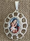 25% Off *MADONNA & CHILD CRYSTAL DOME CAMEO PENDANT.s.crown bezel openwork 18X13