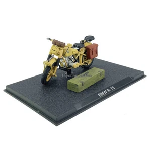 1:24 BMW R 75 1939-1945 Motorcycle Model Bike Diecast Toys for Boys Kids Yellow - Picture 1 of 10