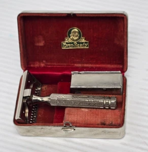 Vintage Ever-Ready 1924 Style SE Safety Razor Set w Blade Holder & Chrome Case - Picture 1 of 11