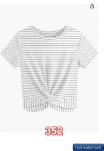 JINKESI Women's Short Sleeve Blouse Round Neck Crop Tops Twist Front Tee T-Shirt - Picture 1 of 8