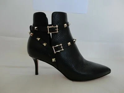NUEVO EN CAJA AUTÉNTICO VALENTINO GARAVANI Rockstud Negro Piel de becerro Botas Zapatos Tacones 36 Foto 1 de 4