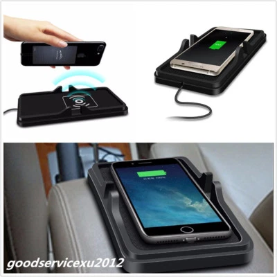 Black Car SUV Wireless Fast Charger Dashboard Holder Mount Silicone Non-Slip Mat - Image 1 of 4