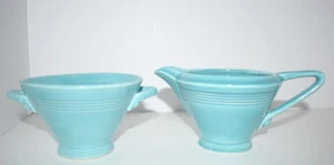 Homer Laughlin Sugar Creamer Harlequin MCM Art Deco Ceramic Turquoise - Bild 1 von 9