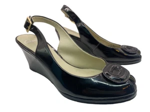 Clarks Sissy Bahama schwarze Schuhe Lackleder Slingback Keilabsatz UK 5 D - Bild 1 von 23