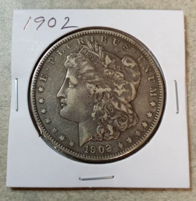 1902 Morgan Dollar - Dark Patina - Original - Better Grade - OBV Damage - Image 1 of 4