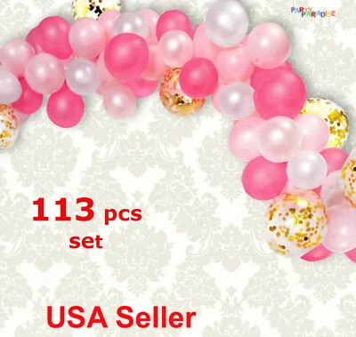 113:16 ft CONFETTI BALLOON PINK Arch Garland BIRTHDAY BRIDAL BABY SHOWER UNICORN - Image 1 of 4