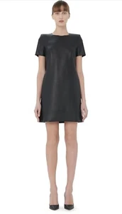 $810 NWT black Wolford Vegan Faux Leather Short Sleeve Dress for Women sz medium - Picture 1 of 9