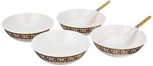 Melamine Serving Bowls With Spoons For Kitchen Set Of 4