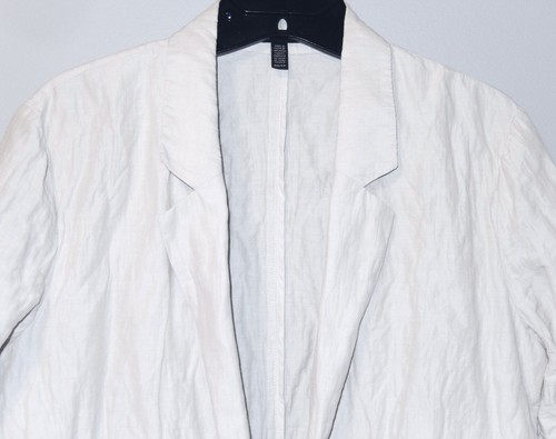 OFF WHITE Eileen Fisher Giacca Longline Cappotto Leggero Polverier Bianco Off Petite XS