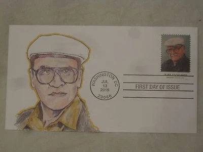 Arte retrato Jaime Escalante primer día edición 1/1 FDC original renderizado a mano Foto 1 de 2