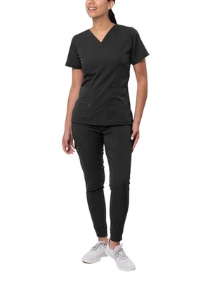 Adar Pro Flawless Plus Scrub Set Women Elevated V-Neck Top & Jogger Scrub Pants - Image 1 of 4