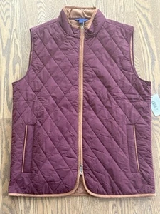 David Donahue Quilted Vest Burgundy Size Small MSRP $99 - Picture 1 of 11