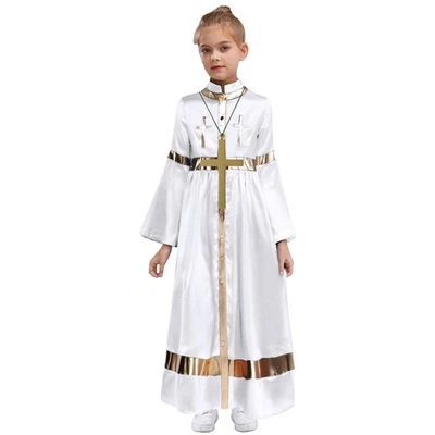 Niños Niñas Disfraces Halloween Bata Trajes Vestido Rendimiento Navidad Cassotana Foto 1 de 4