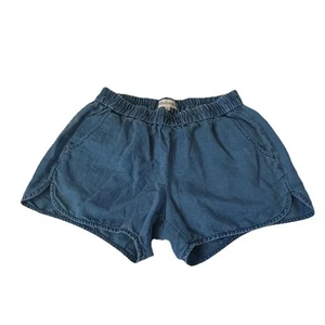 Madewell Mid Rise Pull-On Shorts in Linen-Cotton Blue Chambray Women’s Size XS - Picture 1 of 9
