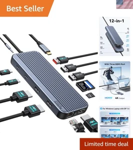 Station d'accueil USB C avec 3 ports HDMI et PD 100W - Élargissez votre espace de travail - Photo 1/10
