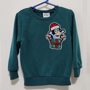 Bluey Boys 4T Green Christmas Holiday Wishlist Crewneck Sweatshirt - Picture 1 of 10