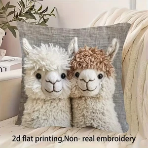 2 schöne weihnachtliche entzückende Vintage Alpakas Kissenbezüge.  18" x 18" - Bild 1 von 5