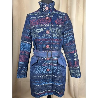 Chaqueta Abrigo Desigual Estampado Cinturón Cremallera y Botón - Para Mujer Talla 40 (Mediana) Foto 1 de 4