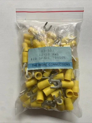 12-10AWG #6 SPADE TONGUE TERMINALS - 100PK - Image 1 of 2