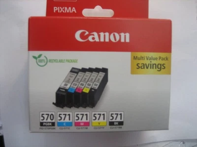 Genuine Original Canon CLI-571 C Ymbk +PGI-570 Pgbk for Pixma MG-5750 MG-7700 - Image 1 of 4