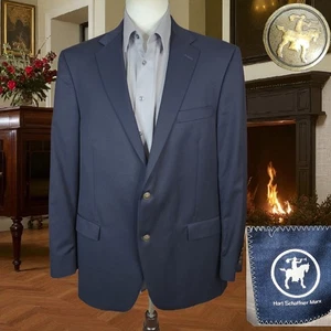 Hart Schaffner Marx Blazer Jacket Mens 46L Dark Navy with Bronze Buttons - Picture 1 of 10