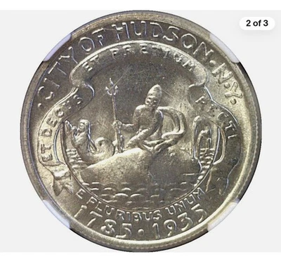 1935 Hudson commemorative NGC MS65 half dollar BRIGHT LUSTER - Image 1 of 3