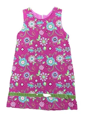 Vestido Jersey Pana Rosa Floral Corchos Niños Sin Mangas 6 Retro Cintura Corbata Boa Foto 1 de 4