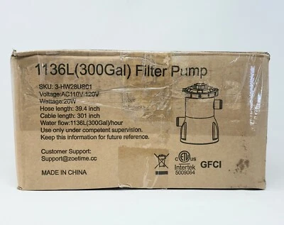 Zoetime Cartridge Pool Filter System & Pump For Above Ground Pool Model# 53011E  - Image 1 of 4