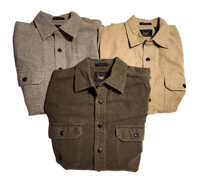 Lote de 3 camisas de gamuza de ropa de trabajo Arrow verde gris tostado para hombre medianas 15-15 1/2 Foto 1 de 4