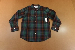 Old Navy Boys Size Medium (8) Green Plaid Long-Sleeve Poplin Shirt NWT - Picture 1 of 5