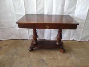 Antique Solid Oak Library Table Original Finish - Picture 1 of 8