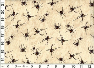 Black Widow Spiders on Webs Halloween Quilting Sewing Fabric by Yard #198-2 - Picture 1 of 1