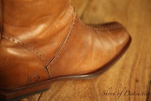 Oliver Sweeney Bullett Tan Brown Leather Zip Up Boots Men's UK 9 US 10 Italy - Picture 1 of 10