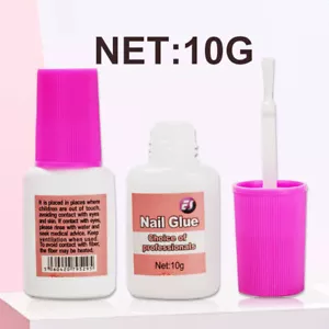 NAIL GLUE 10g EXTRA STRONG Professional Instant Brush On False Nail Tip Adhesive - Picture 1 of 10