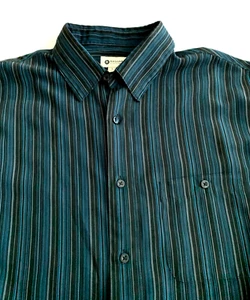 Camisa con botones Haggar * Azul a rayas * Manga larga * Para hombre Lg * Usada * - Imagen 1 de 5