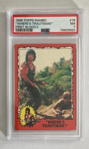 1985 Topps Rambo "Where's Trautman?" First Blood II Card #18 PSA NM 7
