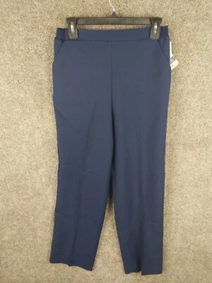 NOVA Calça DonnKenny Feminina 16 Azul Marinho Cintura Alta Perna Reta Cintura Elástica Nova Com Etiqueta - Imagem 1 de 4