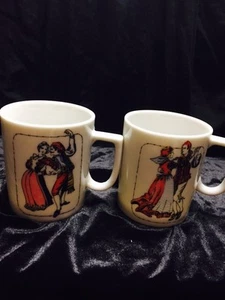 ITALY Coffee/tea Cups WITH DANCING COUPLE- Small And Adorable!!! VGUC!!! - Picture 1 of 8