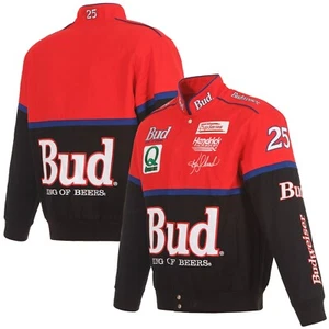Nascar Ken Schrader JH Design Budweiser Bud King of Beers Blk Red Cotton Jacket - Picture 1 of 9