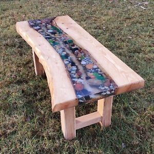 Epoxy River Bench, Entryway Table, Epoxy Wood Bench, Handmade Console/Bench