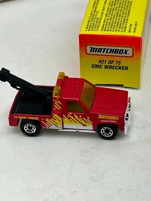 1996 MATCHBOX SUPERFAST #21 RED GMC WRECKER 24 HOUR TOWING NEW IN BOX - Image 1 of 3