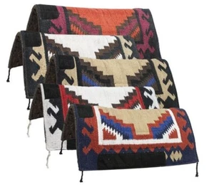 SADDLE PAD 32" x 32" x 1" Navajo Design Felt Bottom with Wear Leathers - Picture 1 of 6