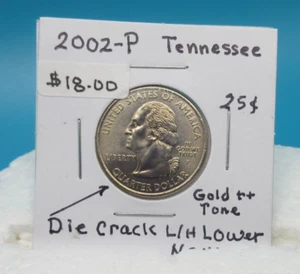 ERROR Die Crack Lower Neck 2002-P Tennesse QUARTER 25 Cent Coin - Picture 1 of 3