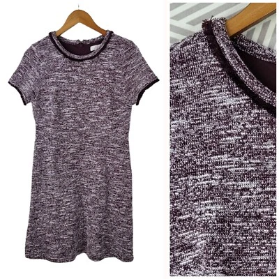 Loft Size 8 Cocktail Sheath Party Dress Career Tweed Raw Edge Purple Career - Image 1 of 4